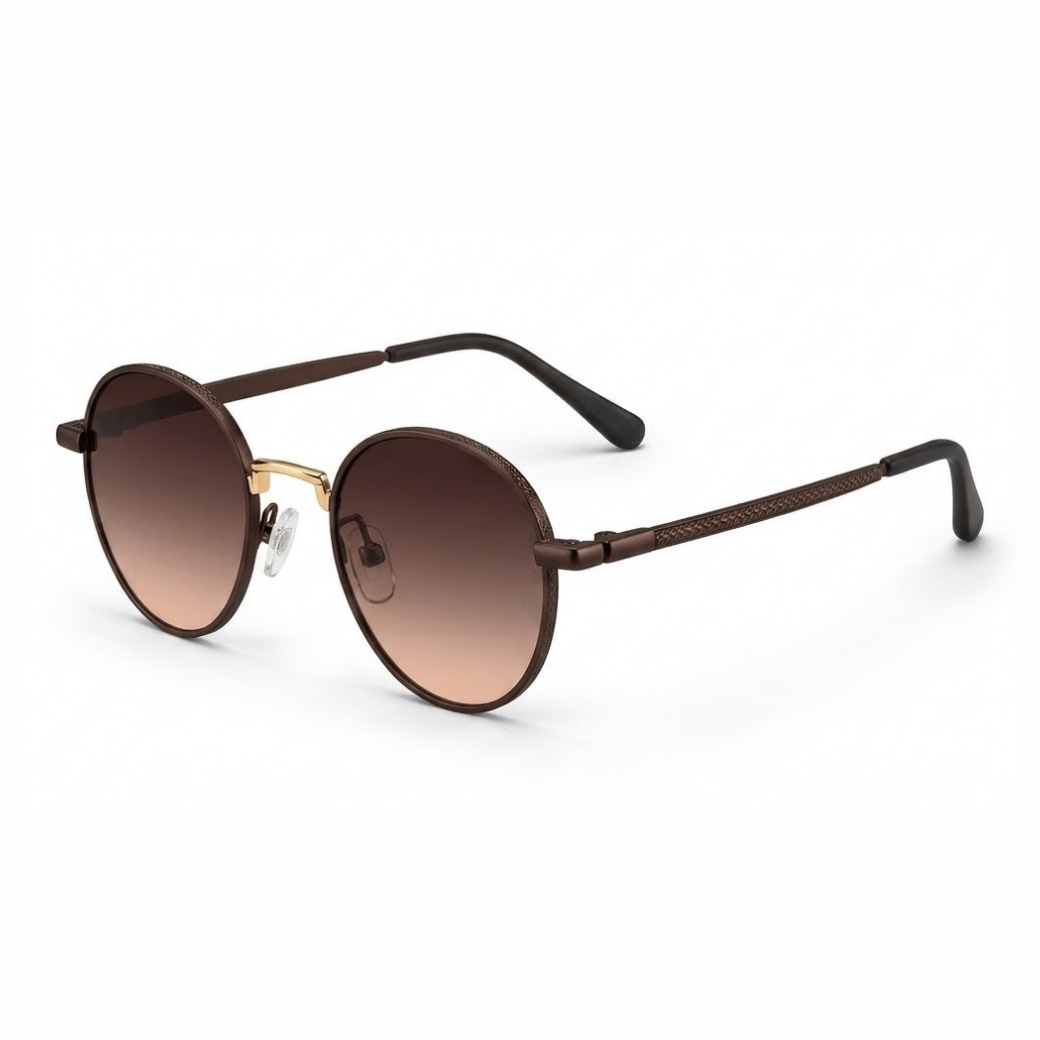 EVORA Eclipse – Chocolate Brown Round Premium Sunglasses