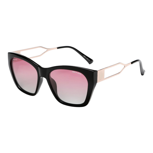 Grey Jack GJ A016 Polarized Sunglasses – Oversized Women’s Sunglasses with Black Frame and Pink Gradient Lens