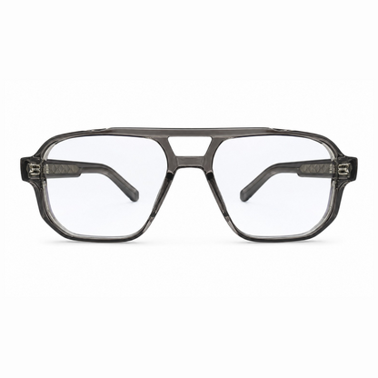 EVORA L7008 Smoke Graphite Premium Acetate Navigator Eyewear Frame | Transparent Grey | Size 55-19-149