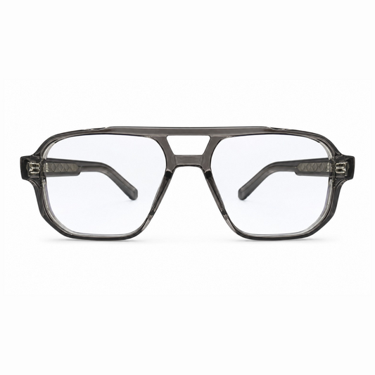 EVORA L7008 Smoke Graphite Premium Acetate Navigator Eyewear Frame | Transparent Grey | Size 55-19-149