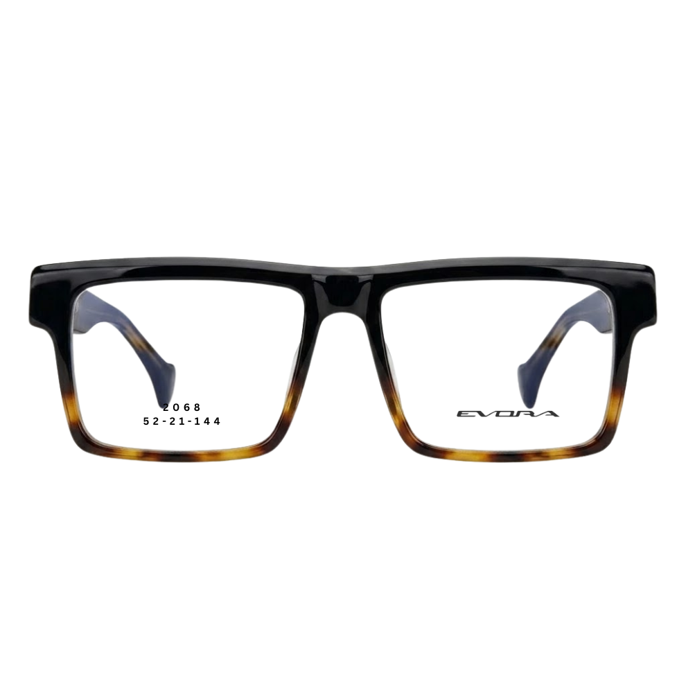 EVORA 2068 Black Tortoise Rectangular Eyeglasses