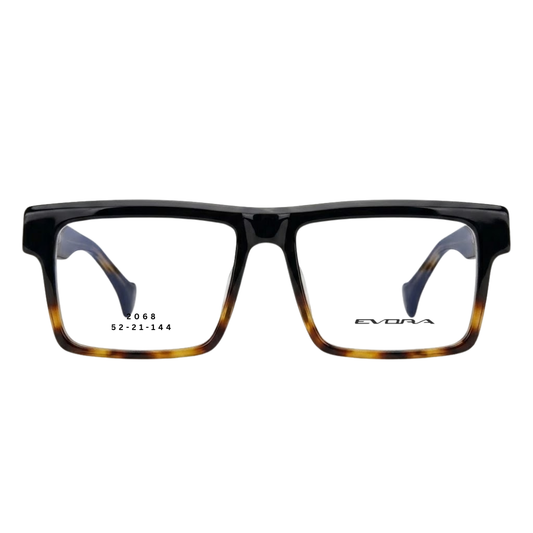 EVORA 2068 black tortoise rectangular full rim eyeglasses 52-21-144