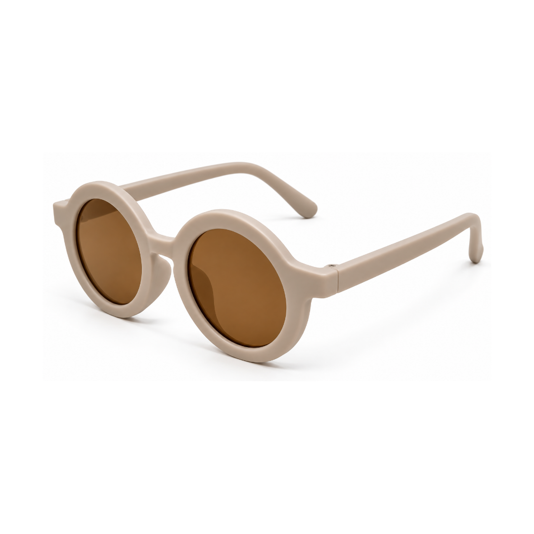 EVORA Kids Round Sunglasses – Beige | Ages 3–7 Years