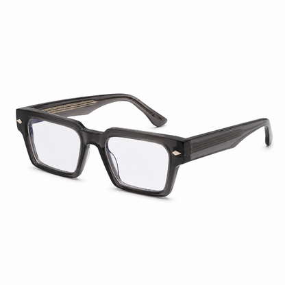 EVORA L7002 Smoke Crystal Premium Square Acetate Eyewear Frame | Transparent Grey | Size 50-22-150