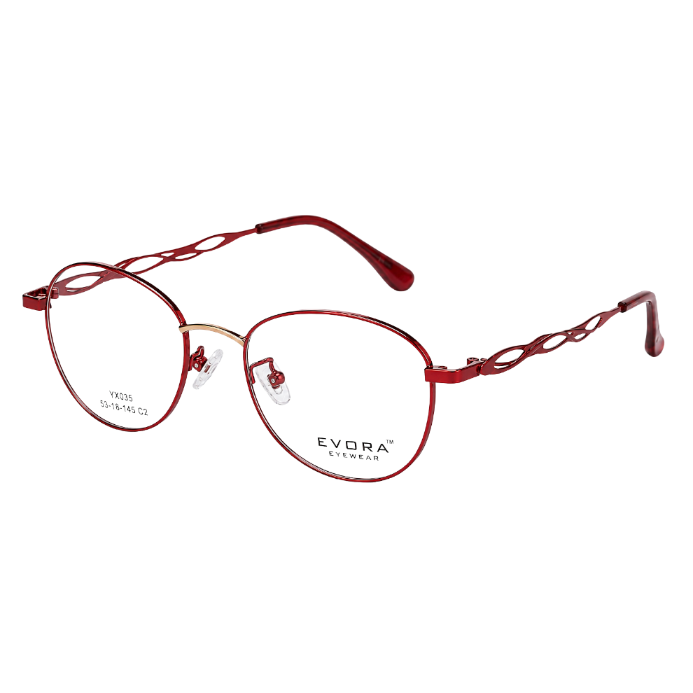 EVORA YX035 Dazzle Women’s Metal Eyeglass Frame – Burgundy