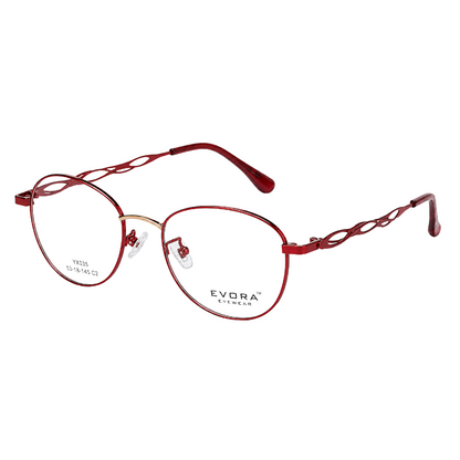 EVORA YX035 Dazzle Women’s Metal Eyeglass Frame – Burgundy