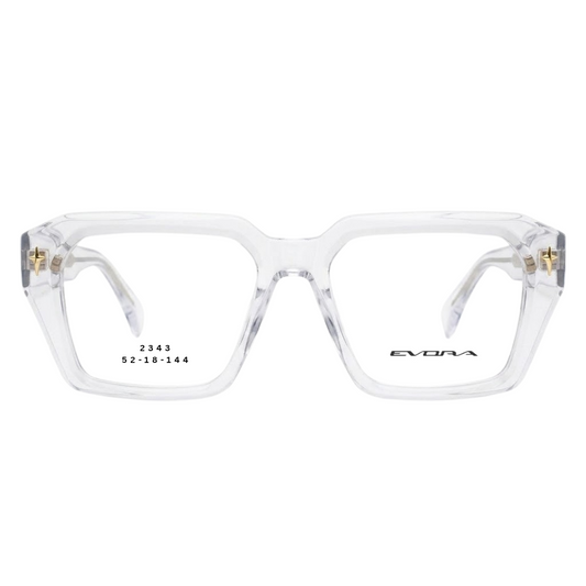 EVORA 2343 crystal clear rectangular full rim eyeglasses 52-18-144
