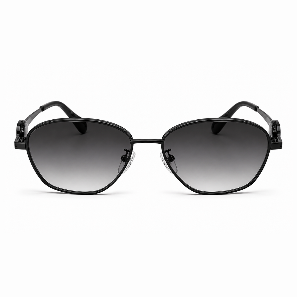 EVORA AURELIA S3 Matte Black Smoke Gradient Premium Metal Sunglasses