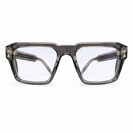 EVORA L7006 Smoke Crystal Premium Square Acetate Eyewear Frame | Transparent Grey | Size 52-21-146
