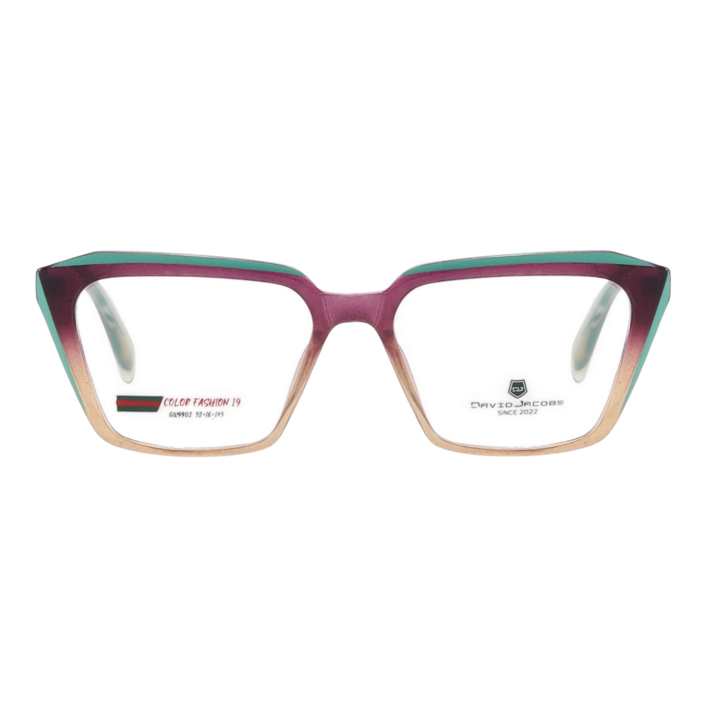 EVORA X David Jacobs GW9902 Premium Geometric Eyewear for Women – Chic TR90 Optical Frames | Size 52-16-145 | Blue Cut Lenses Compatible - EVORA