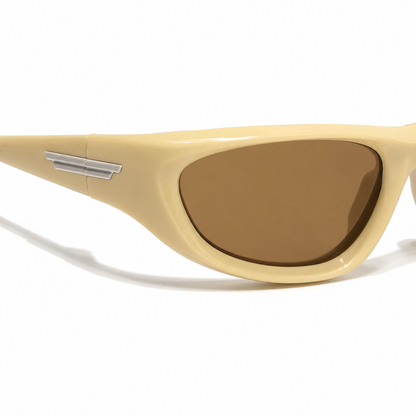 EVORA AeroShield Wraparound Sport Sunglasses – Beige | Unisex UV400 Performance Eyewear