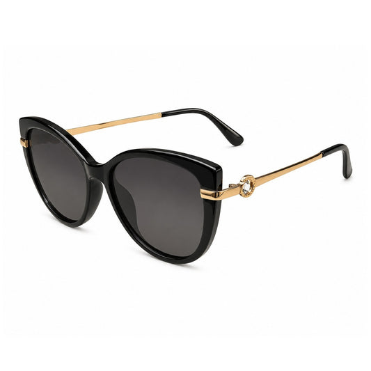 EVORA Noir Grace – Premium Cat-Eye Black Sunglasses for Women