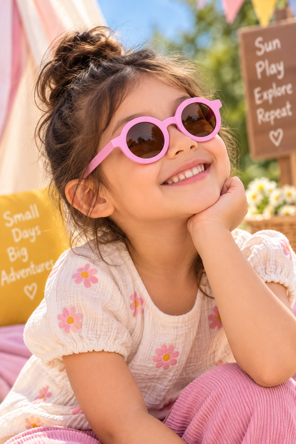 EVORA Kids Round Sunglasses – Pink | Ages 3–7 Years