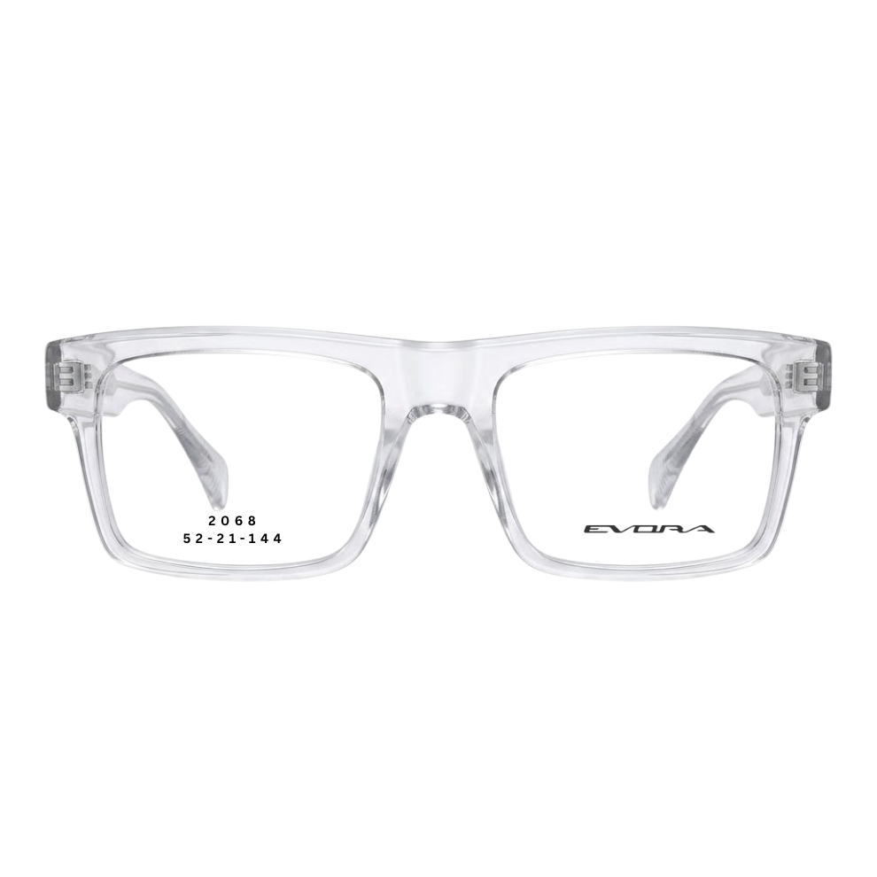 EVORA 2068 crystal clear rectangular full rim eyeglasses 52-21-144