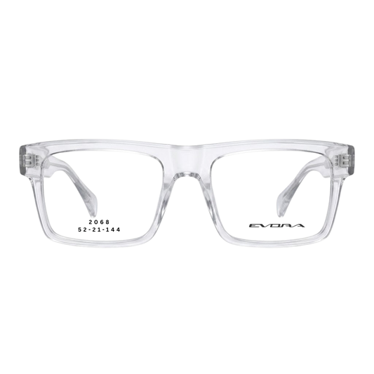 EVORA 2068 crystal clear rectangular full rim eyeglasses 52-21-144