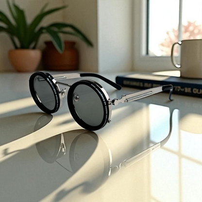 EVORA ND400 Adjustable Round Sunglasses – Steampunk Tech Series - EVORA