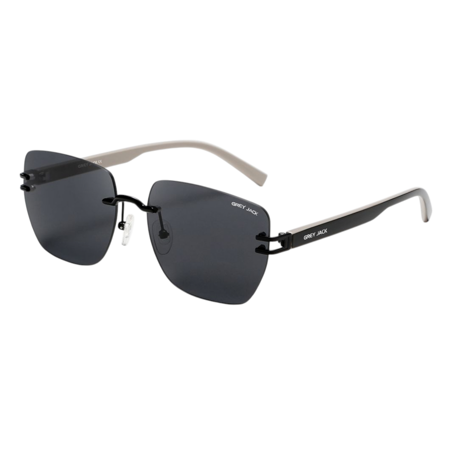 Grey Jack GJ B018 Rimless Square Sunglasses – Black Frame with Black Lens for Women