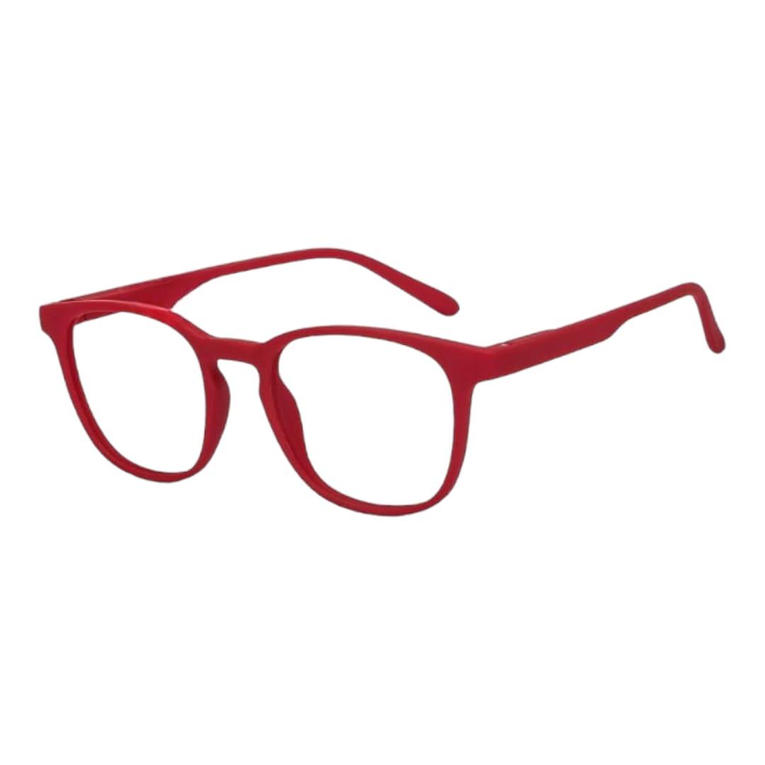 EVORA Hustle | Red | Zero Power Bluecut AntiGlare Computer Glasses | For Men & Women | Medium | EV10001