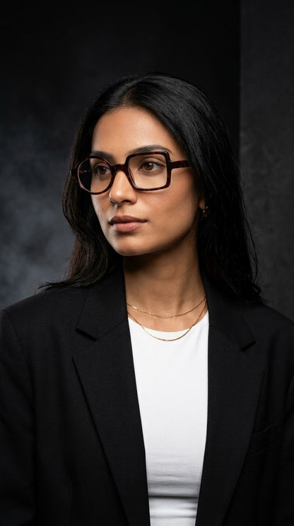 EVORA Asymmetry Premium Acetate Eyeglasses – Classic Demi Tortoise | Round & Square Frame | Unisex
