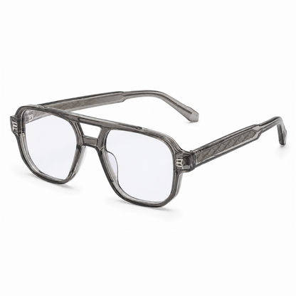 EVORA L7008 Smoke Graphite Premium Acetate Navigator Eyewear Frame | Transparent Grey | Size 55-19-149