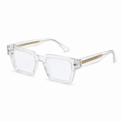 EVORA L7002 Crystal Ice Premium Square Acetate Eyewear Frame | Transparent Clear | Size 50-22-150