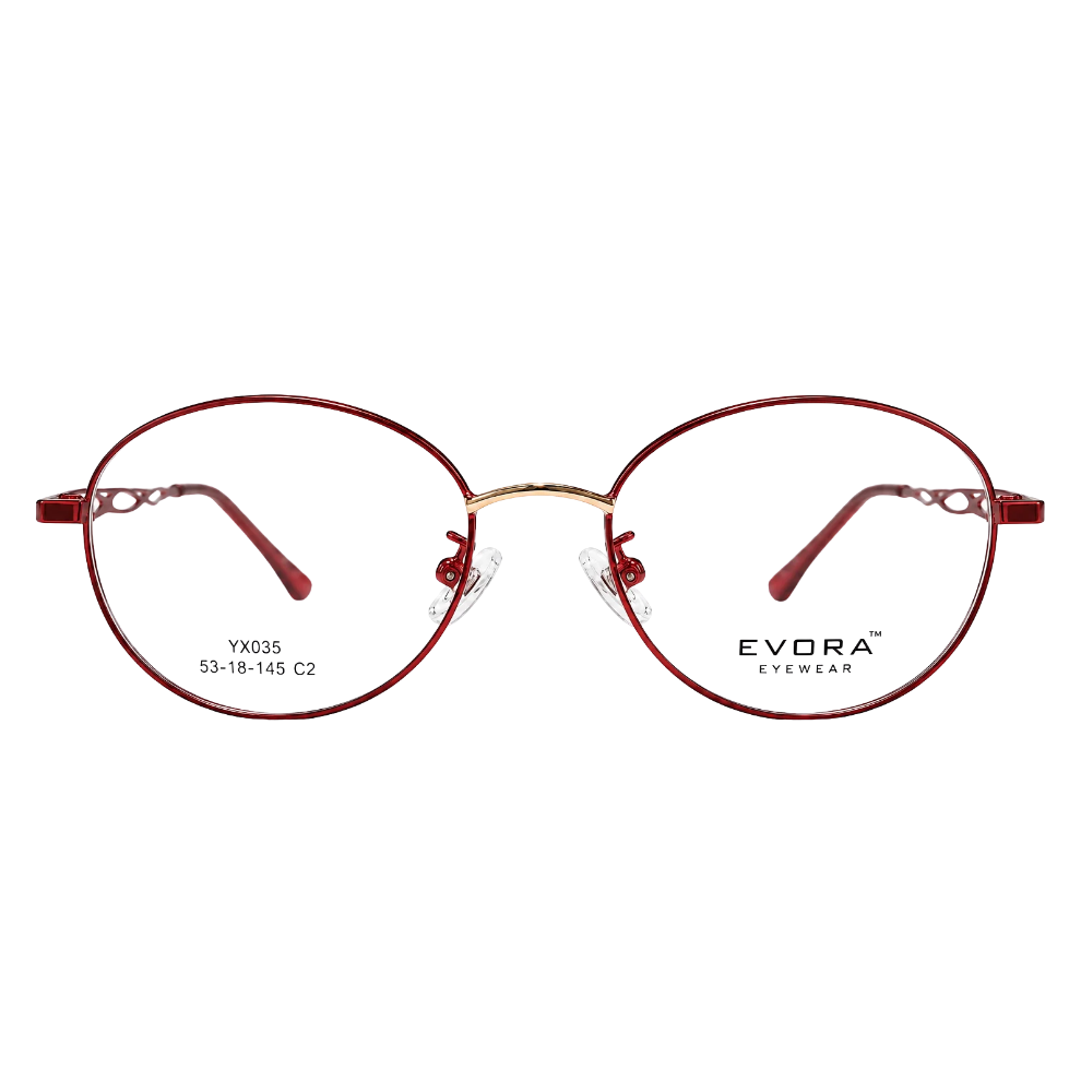 EVORA YX035 Dazzle Women’s Metal Eyeglass Frame – Burgundy