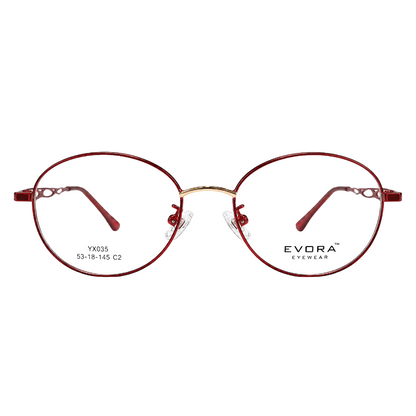EVORA YX035 Dazzle Women’s Metal Eyeglass Frame – Burgundy