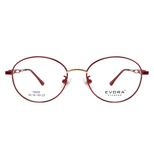 EVORA YX035 Dazzle Women’s Metal Eyeglass Frame – Burgundy