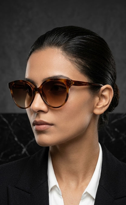 EVORA Amber Luxe – Premium Cat-Eye Tortoise Sunglasses for Women