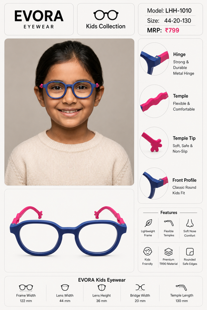 EVORA Kids Flex TR90 Eyeglasses – Blue & Pink | Model LHH-1010