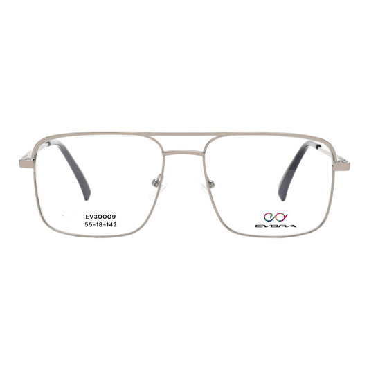 EV30009 Lightweight Metal Eyeglasses | Stylish Rectangle Frames for Men & Women | 52-18-142