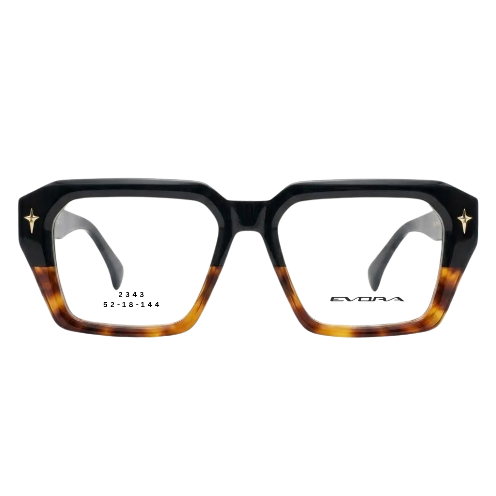 EVORA 2343 black tortoise rectangular full rim eyeglasses 52-18-144