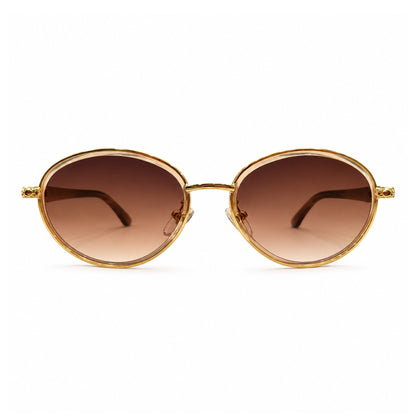 EVORA Golden Aura Premium Round Sunglasses for Women