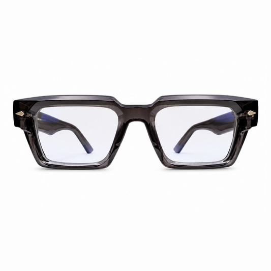 EVORA L7002 Smoke Crystal Premium Square Acetate Eyewear Frame | Transparent Grey | Size 50-22-150