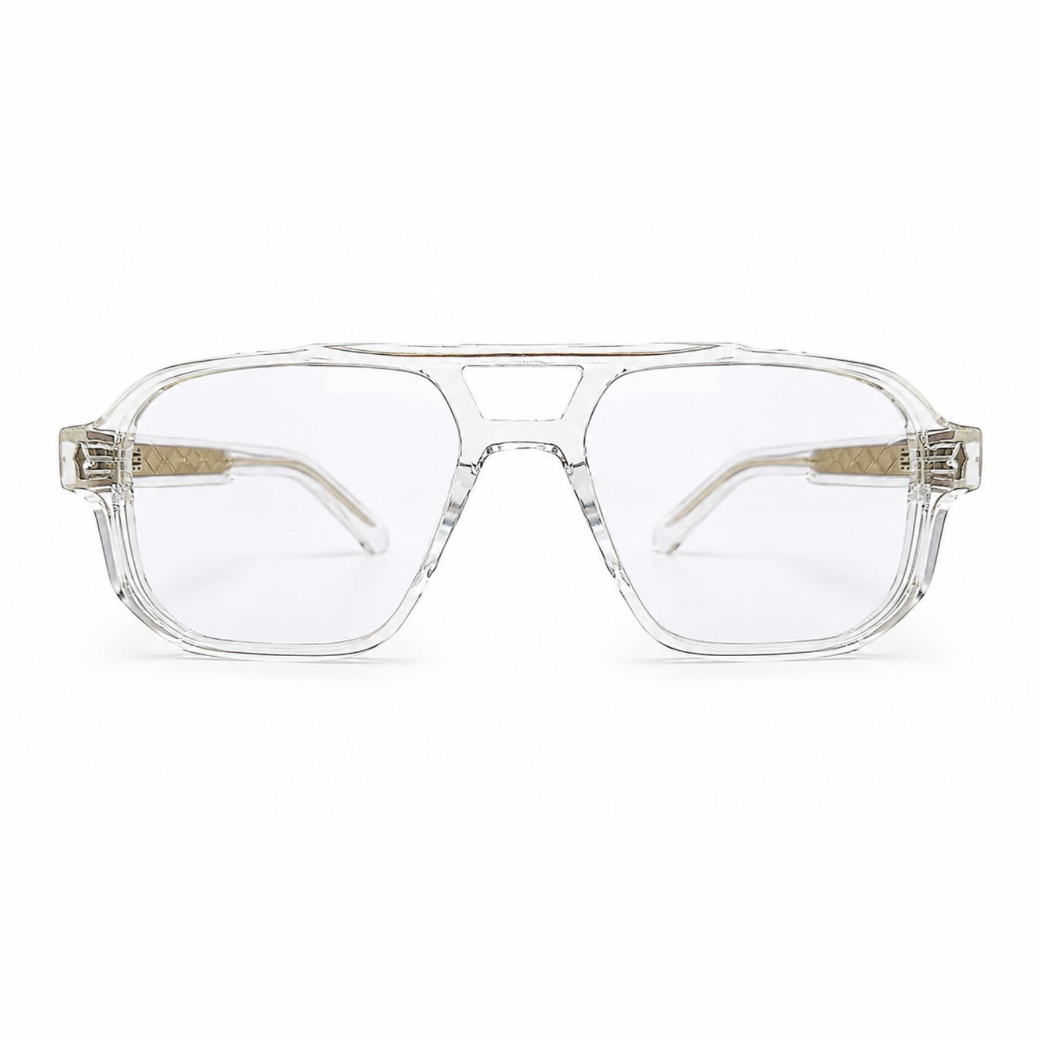 EVORA L7008 Crystal Ice Premium Acetate Navigator Eyewear Frame | Transparent Clear | Size 55-19-149