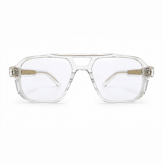 EVORA L7008 Crystal Ice Premium Acetate Navigator Eyewear Frame | Transparent Clear | Size 55-19-149