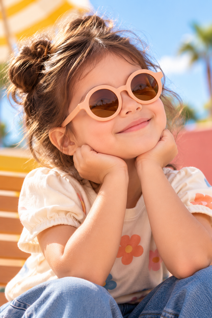 EVORA Kids Round Sunglasses – Peach | Ages 3–7 Years