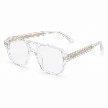 EVORA L7008 Crystal Ice Premium Acetate Navigator Eyewear Frame | Transparent Clear | Size 55-19-149