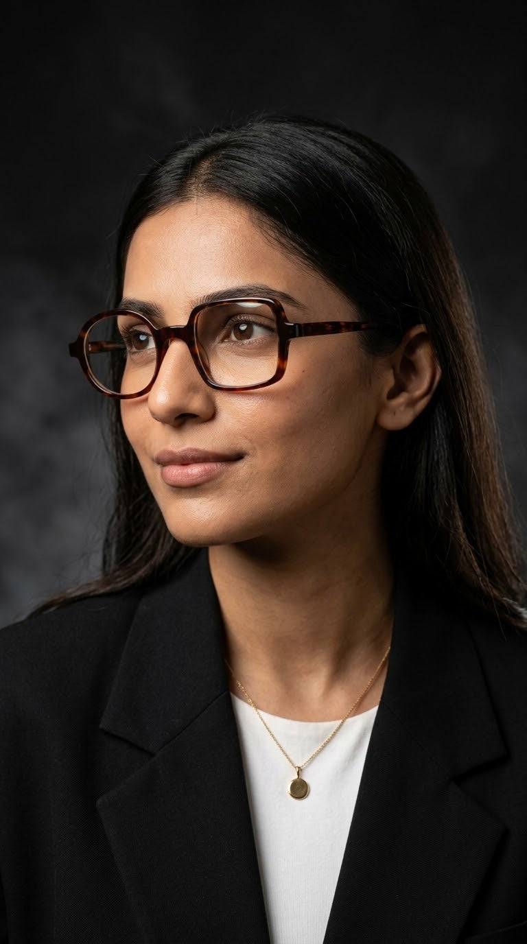 EVORA Asymmetry Premium Acetate Eyeglasses – Classic Demi Tortoise | Round & Square Frame | Unisex