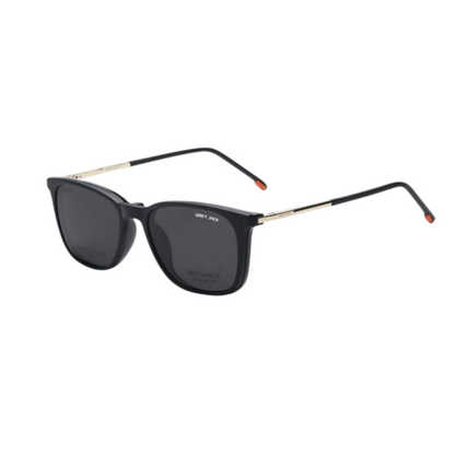 Grey Jack Clip-On Eyewear – 2-in-1 Magnetic Sunglasses | Polarized Lenses | TR90 Frame | GJ6070-C5 | Shine Black(Gold)