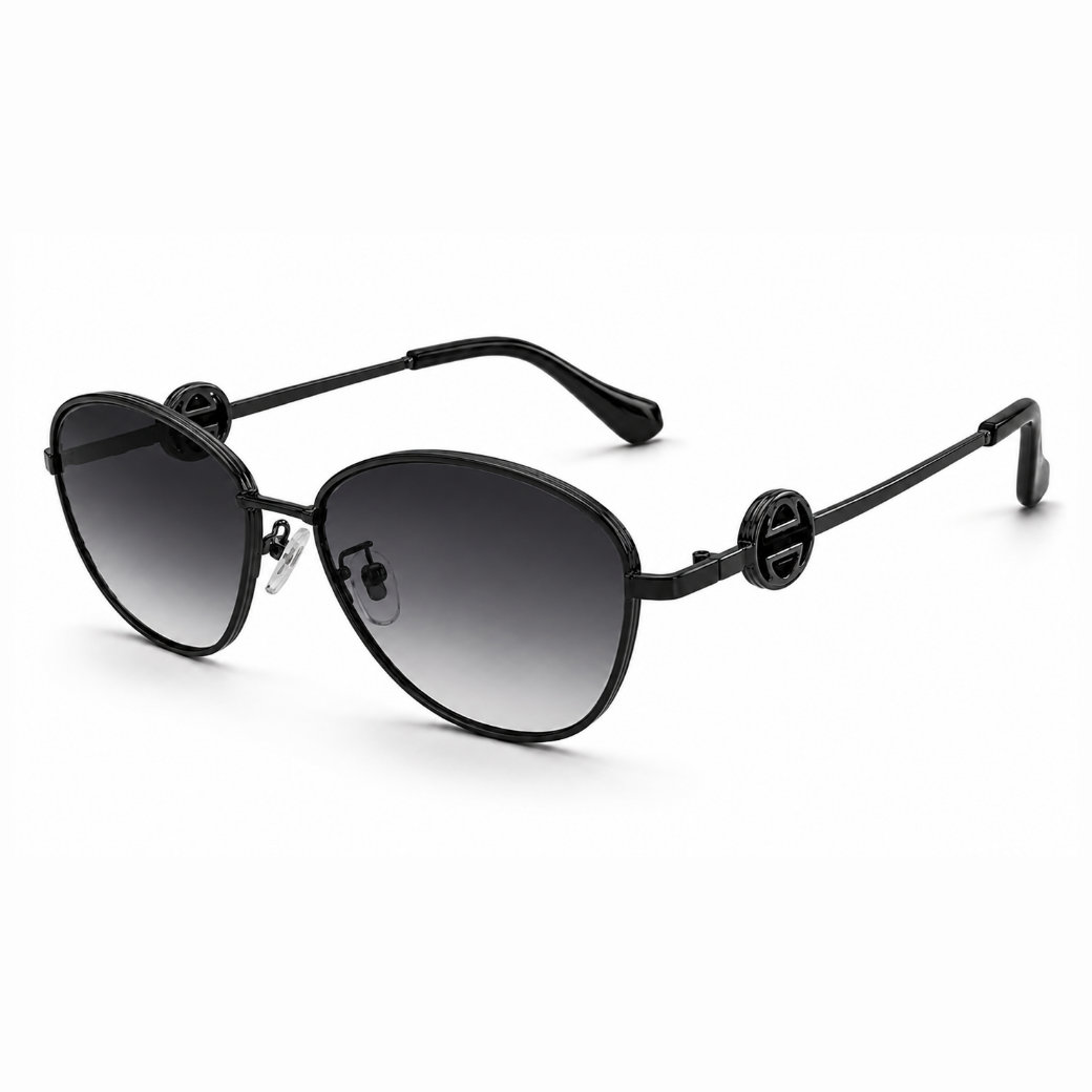 EVORA AURELIA S3 Matte Black Smoke Gradient Premium Metal Sunglasses