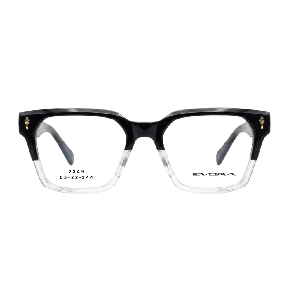 EVORA 2349 black crystal rectangular full rim eyeglasses 53-22-144