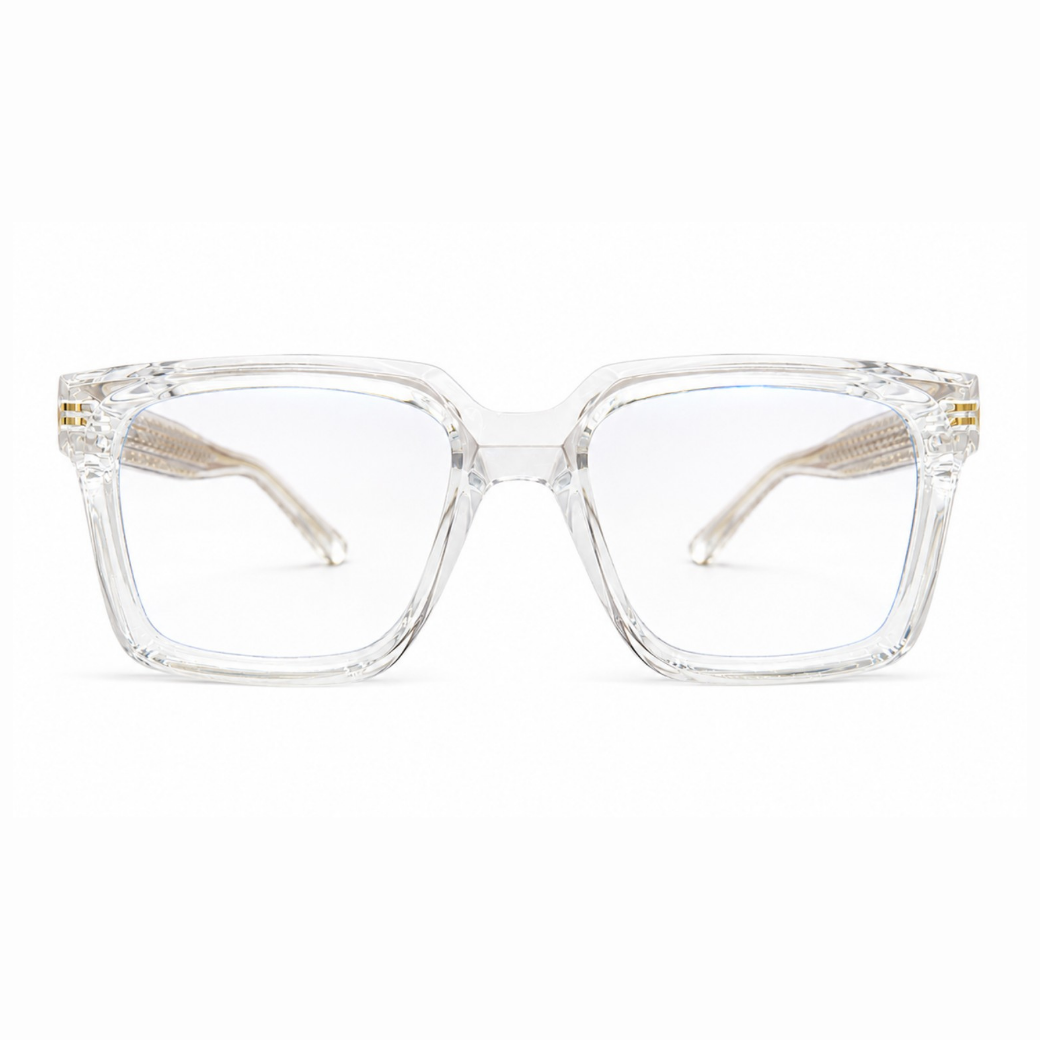 EVORA L7007 Crystal Ice Premium Acetate Eyewear Frame | Transparent Square Glasses | Size 51-18-150