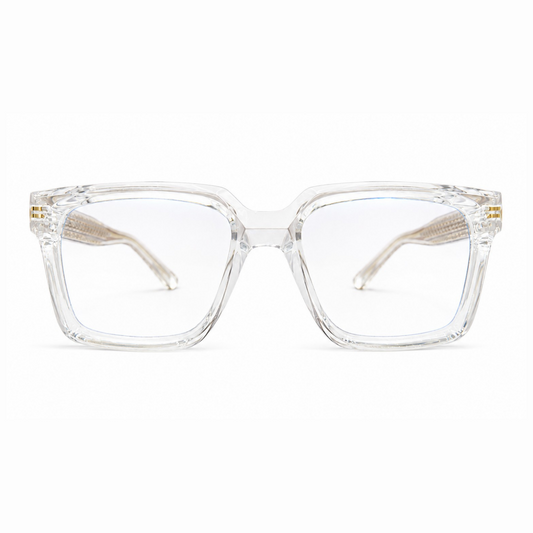 EVORA L7007 Crystal Ice Premium Acetate Eyewear Frame | Transparent Square Glasses | Size 51-18-150