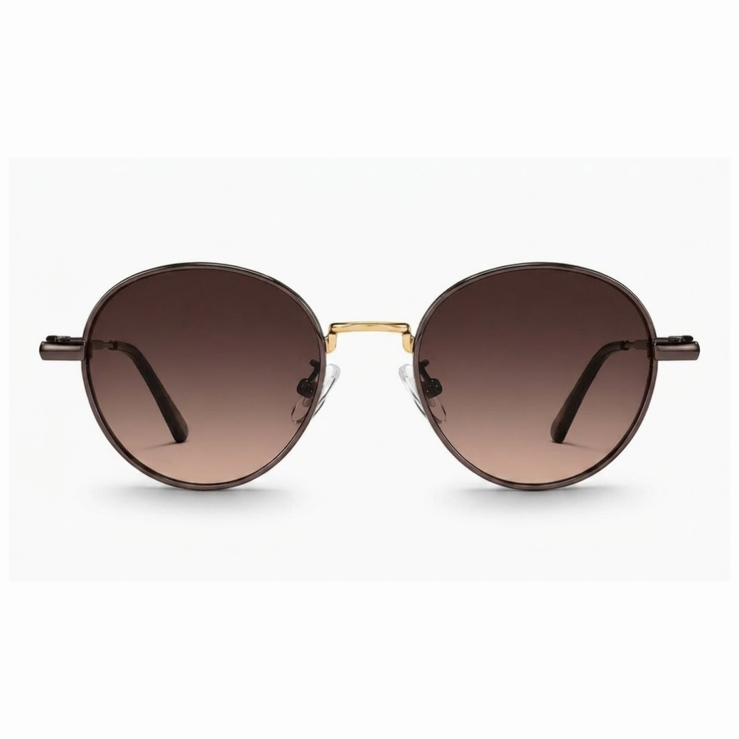 EVORA Eclipse – Chocolate Brown Round Premium Sunglasses