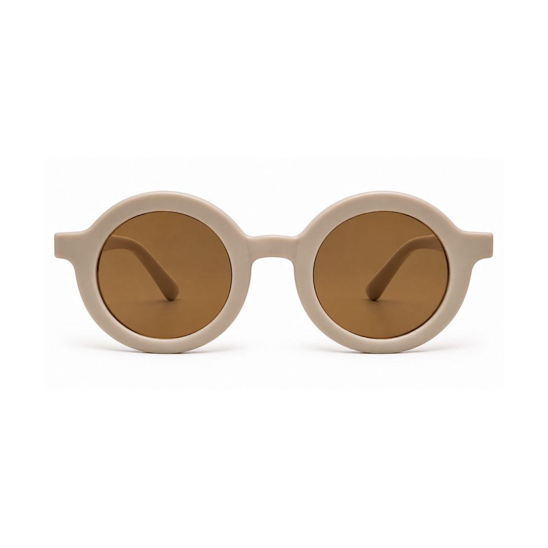 EVORA Kids Round Sunglasses – Beige | Ages 3–7 Years