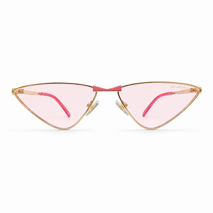 EVORA Blush Luxe Premium Metal Cat-Eye Sunglasses – Gold Frame with Blush Pink Lenses | UV400 Protection