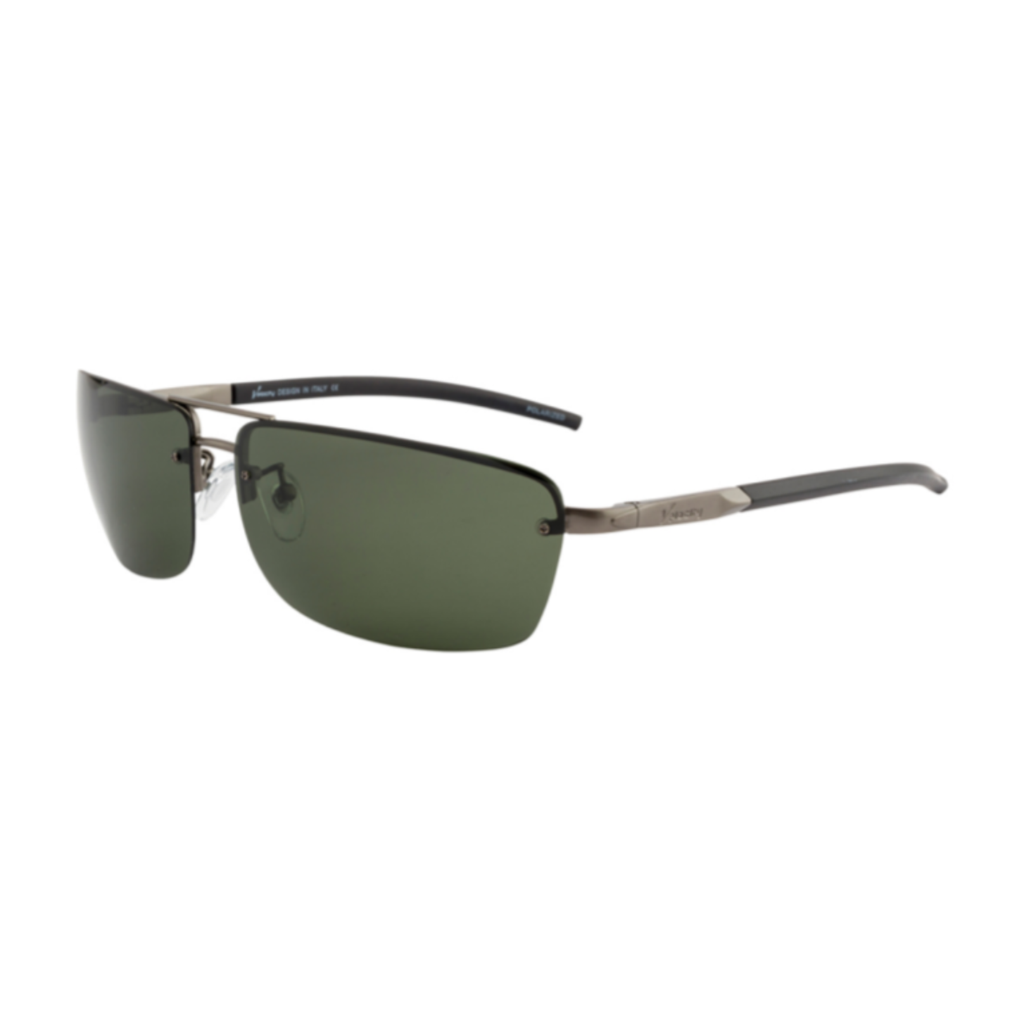 GT HA90539 Matte Gunmetal Rimless Sunglasses – Green Lens (C5)