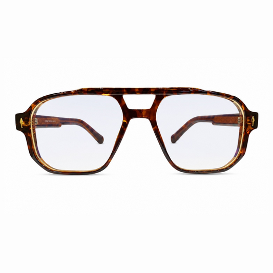 EVORA L7008 Amber Havana Premium Acetate Navigator Eyewear Frame | Classic Tortoise | Size 55-19-149