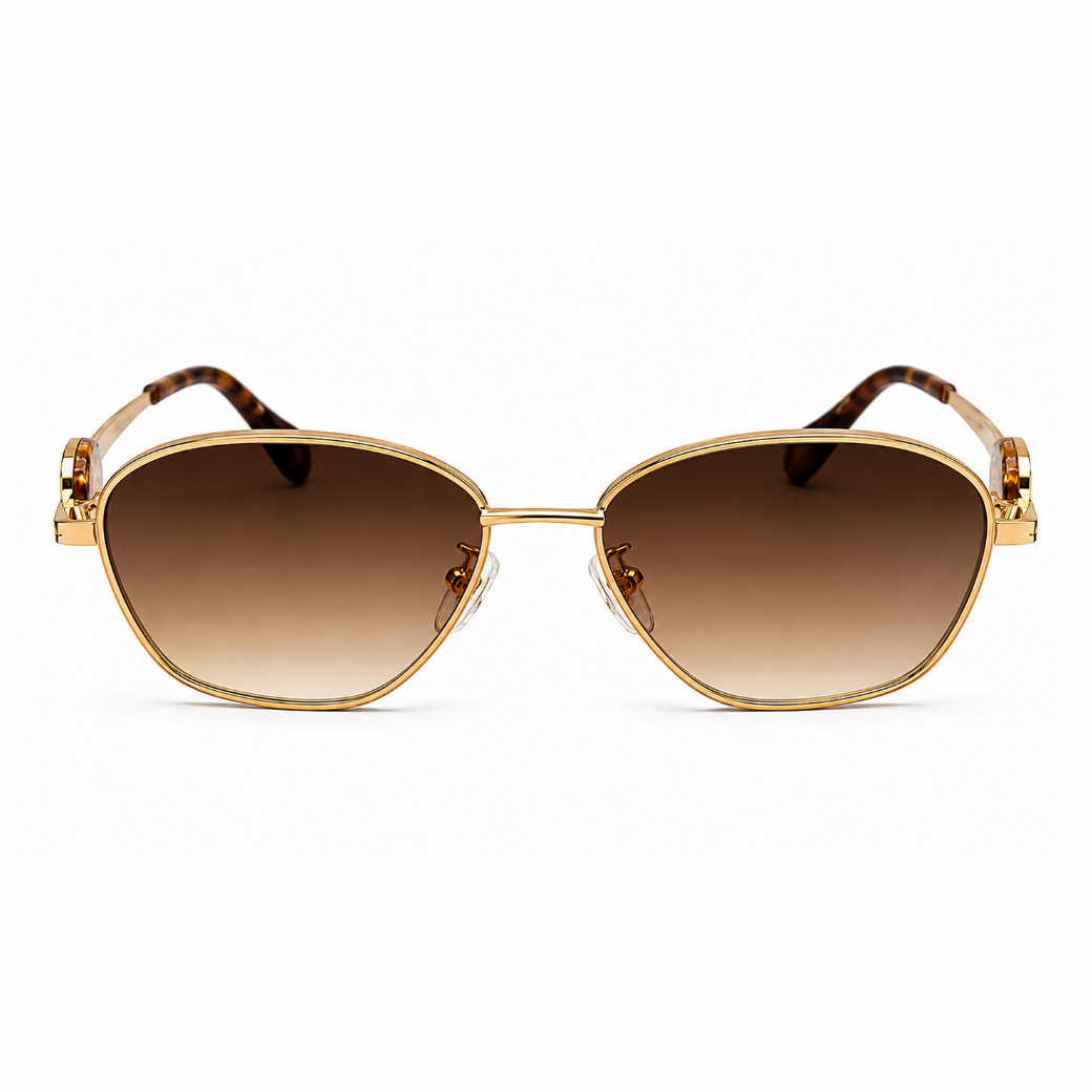 EVORA AURELIA S1 Gold Brown Gradient Premium Metal Sunglasses